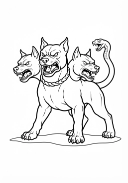 Ver el dibujo para colorear Cerbero de tres cabezas fieras