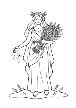 Desenho para imprimir de deméter e seu feixe de trigo