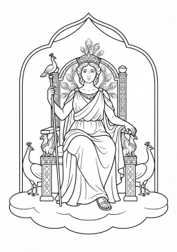Desenho para imprimir de hera rainha em seu trono real