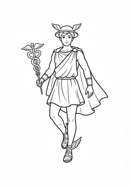 Desenho para imprimir de hermes com suas sandálias aladas