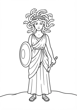 Ver el dibujo para colorear La Medusa con cabello de serpientes