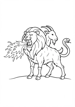 Ver el dibujo para colorear La quimera escupiendo fuego