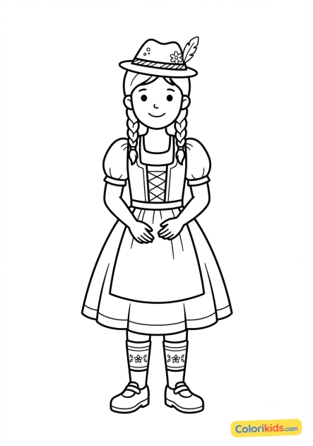 Coloriage à imprimer : costume folklorique tyrolien autrichien