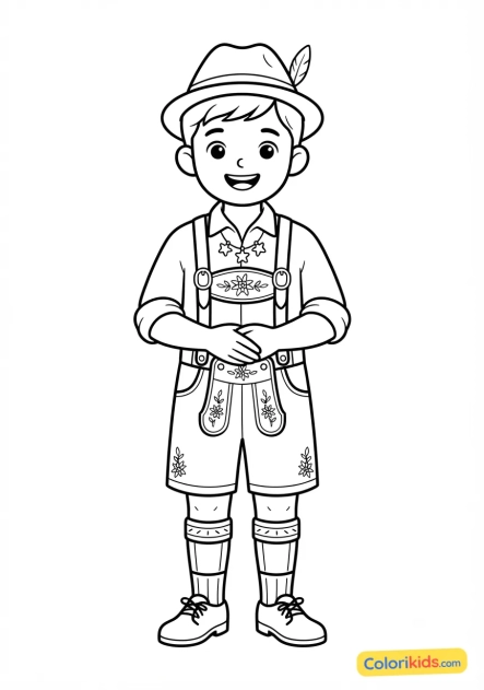 Coloriage à imprimer : costume traditionnel bavarois lederhosen