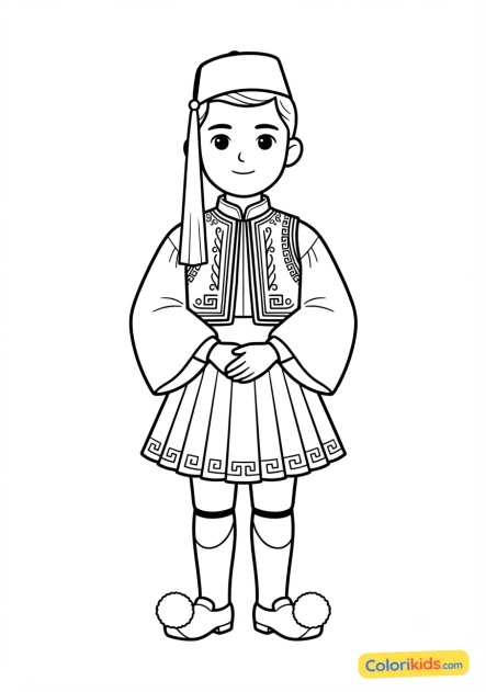 Coloriage à imprimer : costume traditionnel grec de l'évangélisme