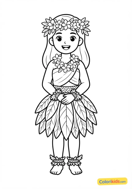 Coloriage à imprimer : costume traditionnel hawaïen