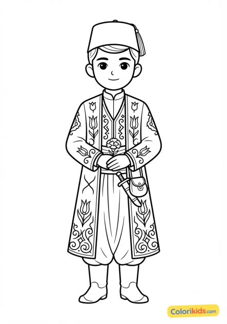 Coloriage à imprimer : costume traditionnel turc ottoman