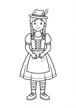 Coloriage Costume folklorique tyrolien autrichien