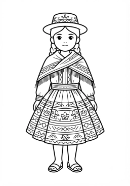Coloriage Costume traditionnel péruvien andin coloré