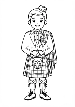 Coloriage Costume traditionnel écossais de gala