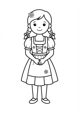 Coloriage Dirndl bavarois traditionnel
