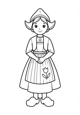 Coloriage Costume traditionnel hollandais avec sabots