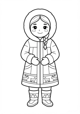 Coloriage Costume traditionnel inuit d'hiver