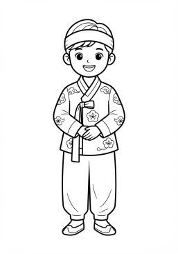 Coloriage Costume traditionnel coréen hanbok