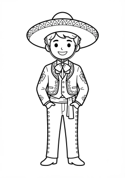 Coloriage Costume traditionnel mexicain de charro