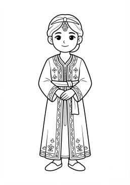 Coloriage Costume traditionnel marocain kaftan