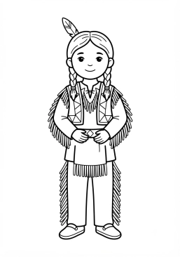 Coloriage Costume traditionnel amérindien à franges