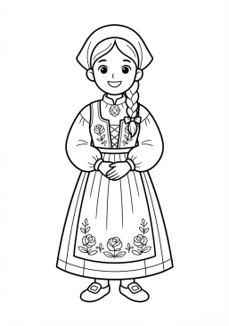 Coloriage Costume traditionnel norvégien bunad