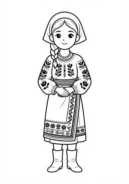 Coloriage Costume traditionnel roumain brodé