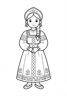 Coloriage Costume traditionnel russe sarafan