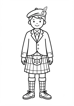 Coloriage Costume traditionnel écossais avec kilt