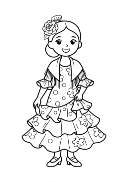 Coloriage Costume traditionnel flamencas espagnol