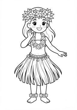 Coloriage Costume traditionnel tahitien de danse