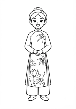 Coloriage Costume traditionnel vietnamien ao dai
