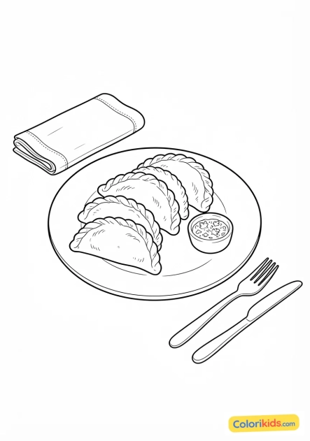 Ausmalbild zum Ausdrucken: knusprige argentinische Empanadas