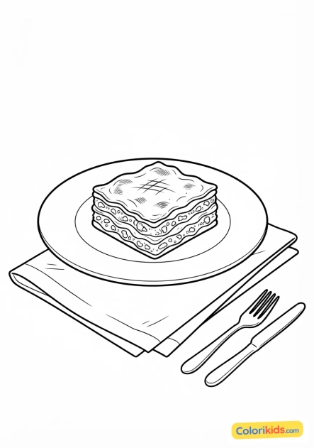 Desenho para colorir para imprimir: lasanha bolonhesa italiana gratinada
