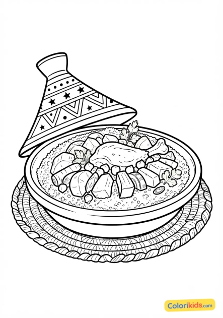 Desenho para colorir para imprimir: cuscús real tradicional