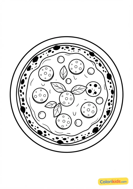 Ausmalbild zum Ausdrucken: neapolitanische Holzofenpizza