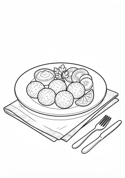 Desenho para imprimir de falafel libanês crocante
