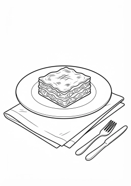 Ausmalbild zum Ausdrucken von italienische überbackene Lasagne Bolognese