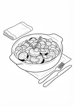 Ausmalbild zum Ausdrucken von provenzalisches Gemüse-Ratatouille