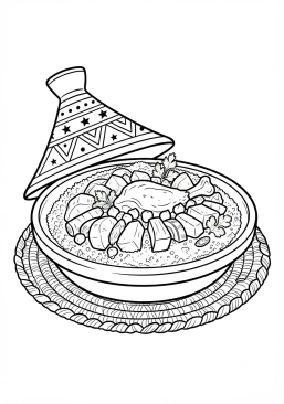 Ausmalbild zum Ausdrucken von traditioneller Königscouscous