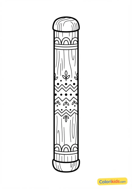 Desenho para colorir para imprimir: bastón de chuva musical de madeira