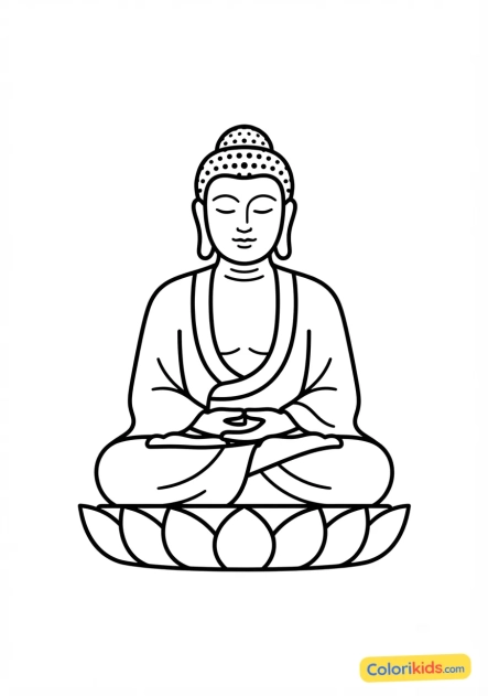 Ausmalbild zum Ausdrucken: zen-Sitzender Stein-Buddha