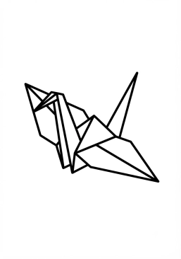 Ausmalbild zum Ausdrucken von japanischer Papierkranich Origami