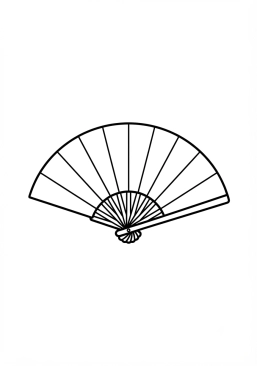 Ausmalbild zum Ausdrucken von japanischer Faltfächer aus Papier