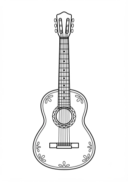 Ver el dibujo para colorear Guitarra acústica mexicana de mariachi