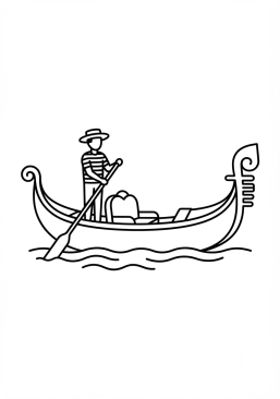 Ver el dibujo para colorear Barco góndola veneciano estilizado