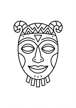Ausmalbild zum Ausdrucken von traditionelle afrikanische Holzmaske