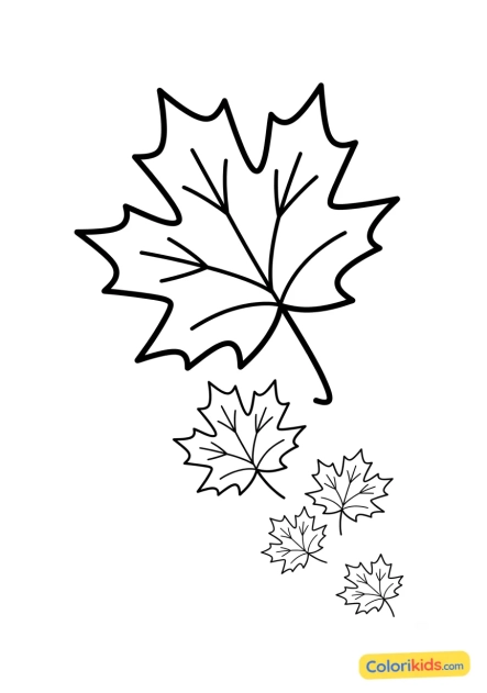 Dibujo para colorear para imprimir: hoja de arce cayendo suavemente