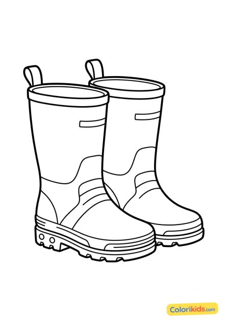 Desenho para colorir para imprimir: botas de borracha prontas para um passeio