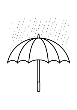 Malvorlage Großer Regenschirm bei leichtem Regen geöffnet