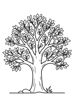 Malvorlage Majestätischer Baum mit warmfarbigen Blättern