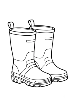 Malvorlage Gummistiefel bereit für einen Spaziergang