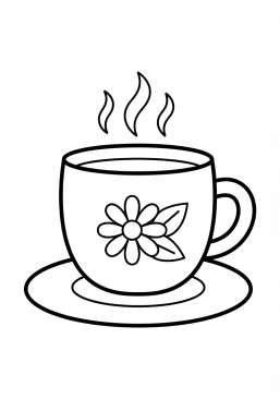 Malvorlage Dampfende Tasse Tee oder Kräutertee