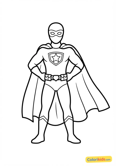 Coloriage à imprimer : costume de super-héros coloré avec cape